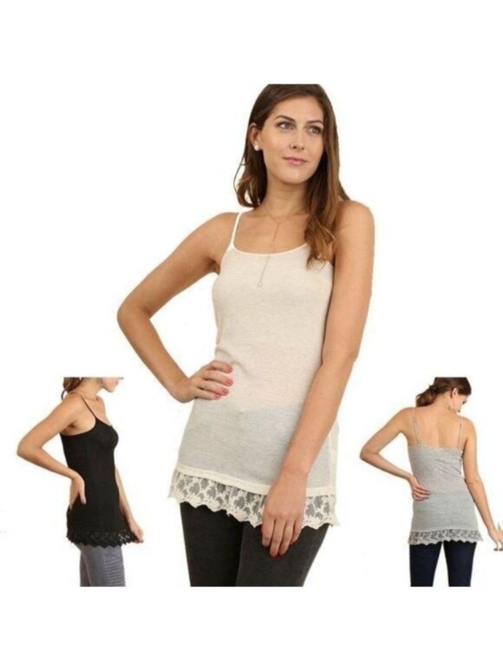 Umgee Oatmeal Ribbed Knit Tunic Cami